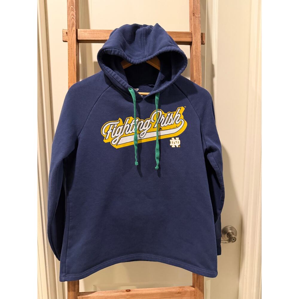 Notre Dame Fighting Irish Hoodie Womenβs Medium Fanatics Navy Pullover Swe